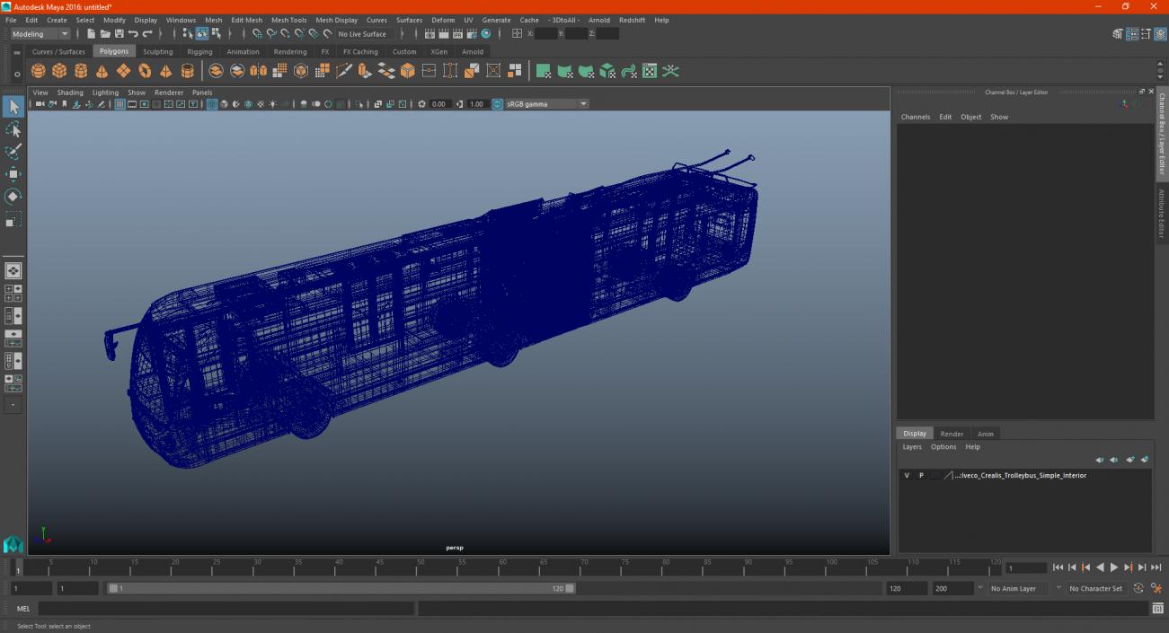 3D model Iveco Crealis Trolleybus Simple Interior