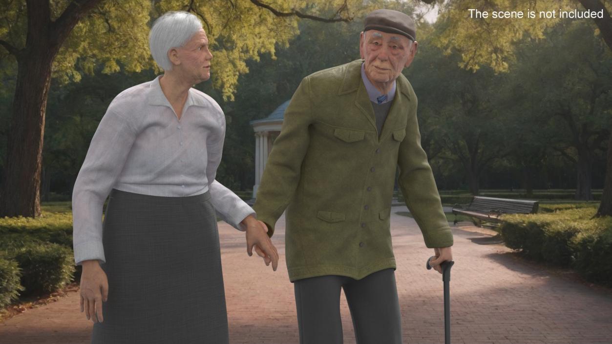 Older People Walking Together 3D model