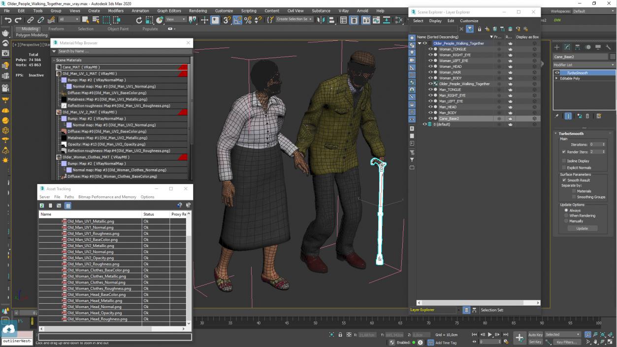 Older People Walking Together 3D model