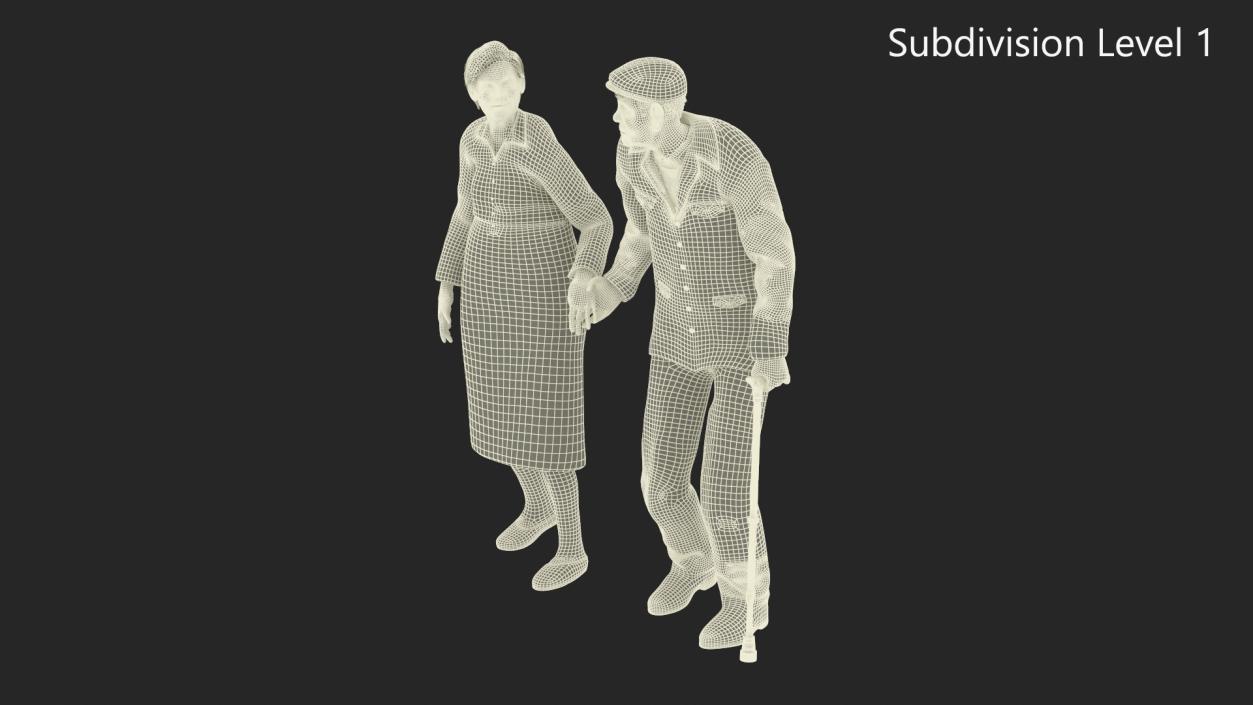 Older People Walking Together 3D model