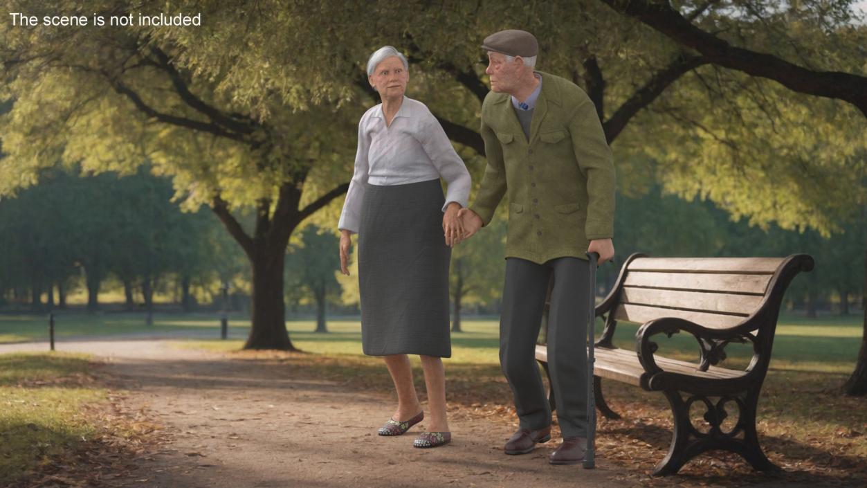 Older People Walking Together 3D model