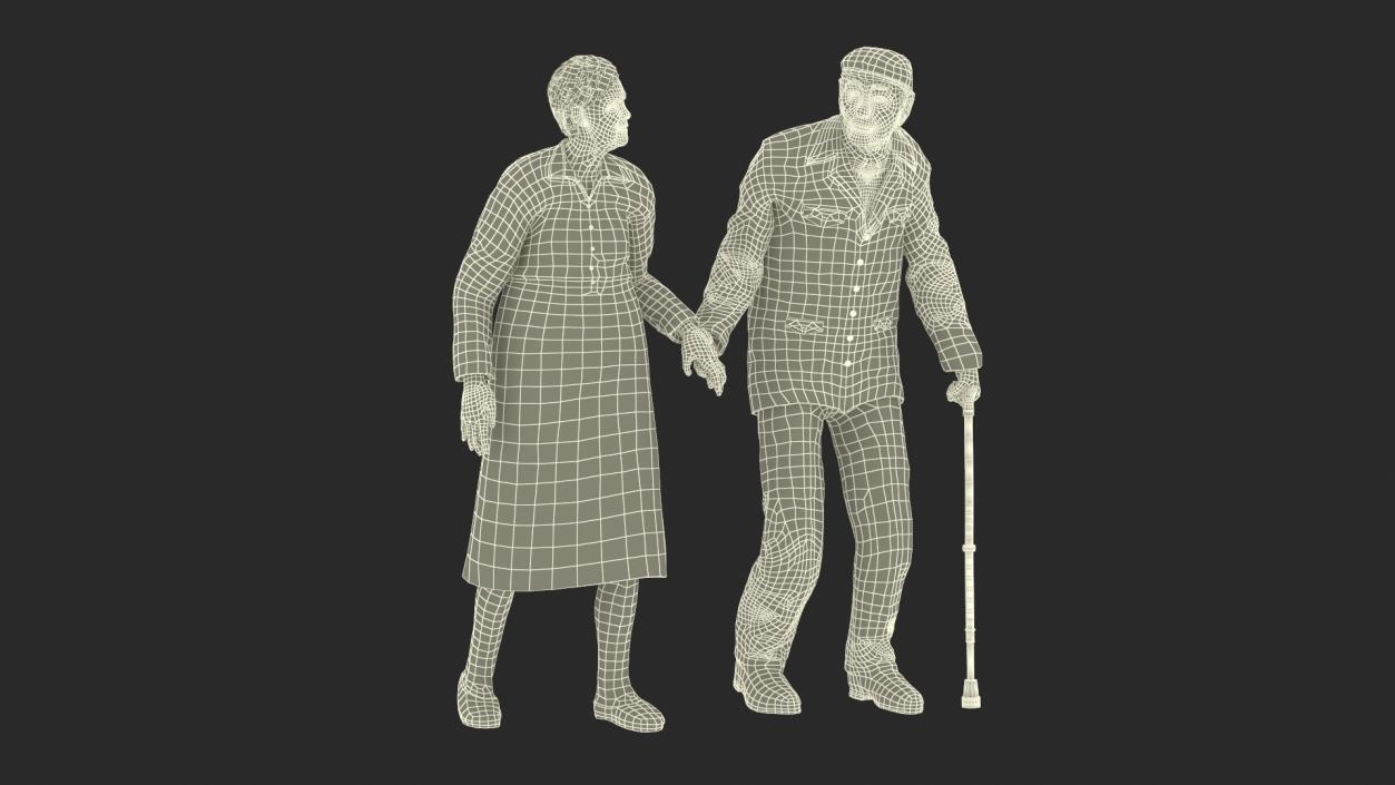 Older People Walking Together 3D model