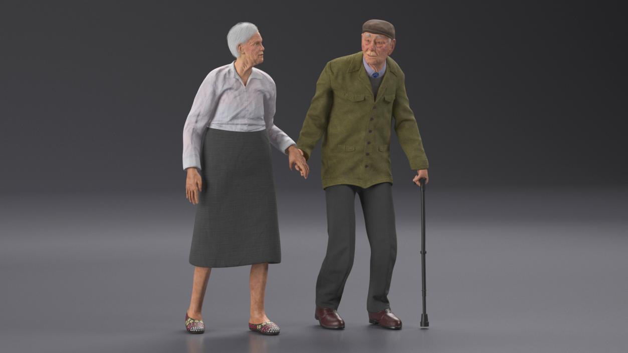 Older People Walking Together 3D model