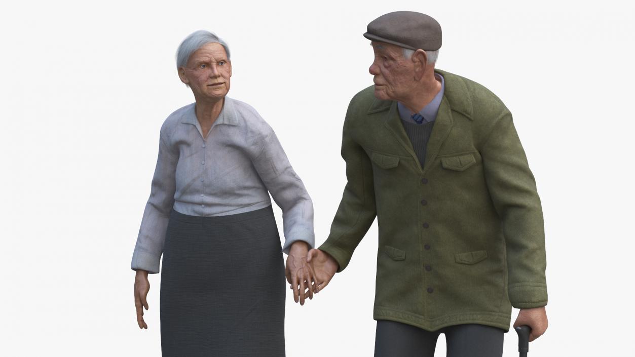 Older People Walking Together 3D model