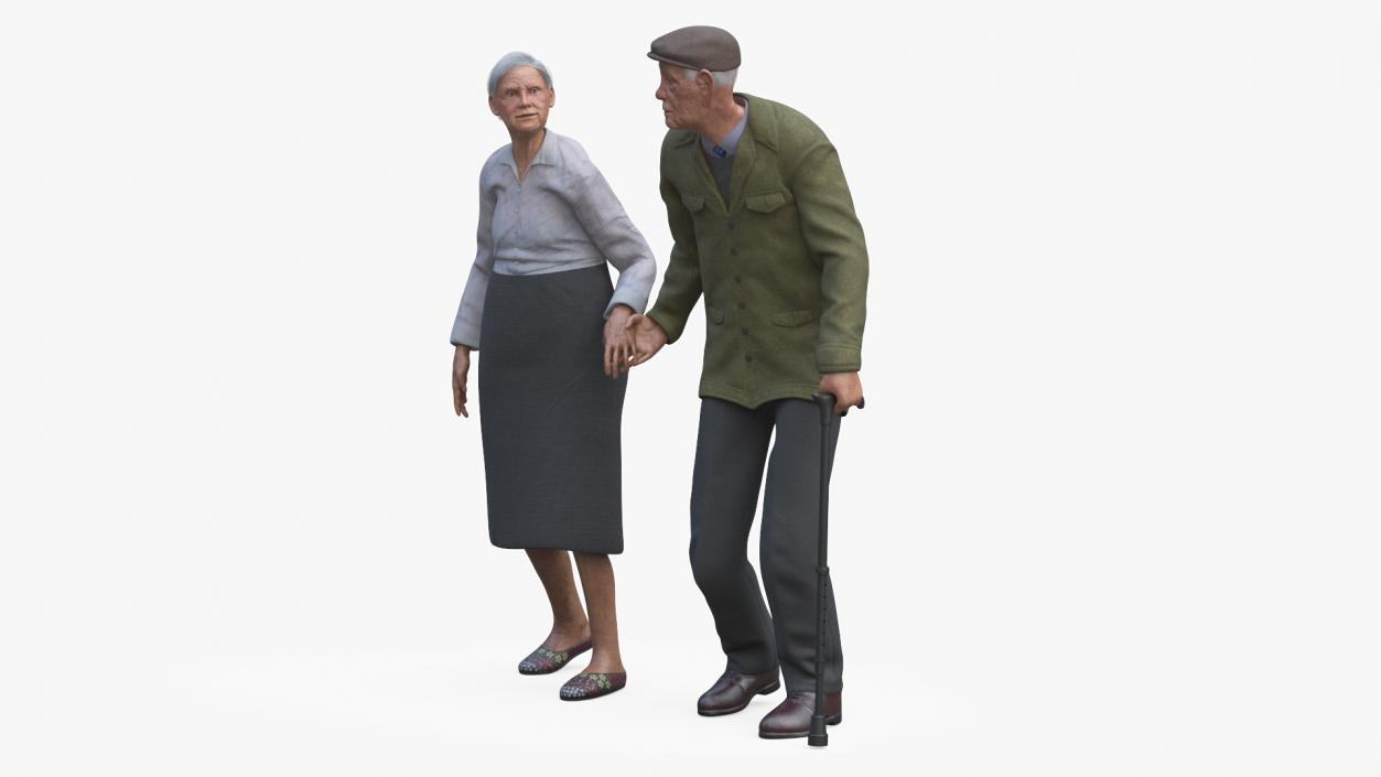 Older People Walking Together 3D model