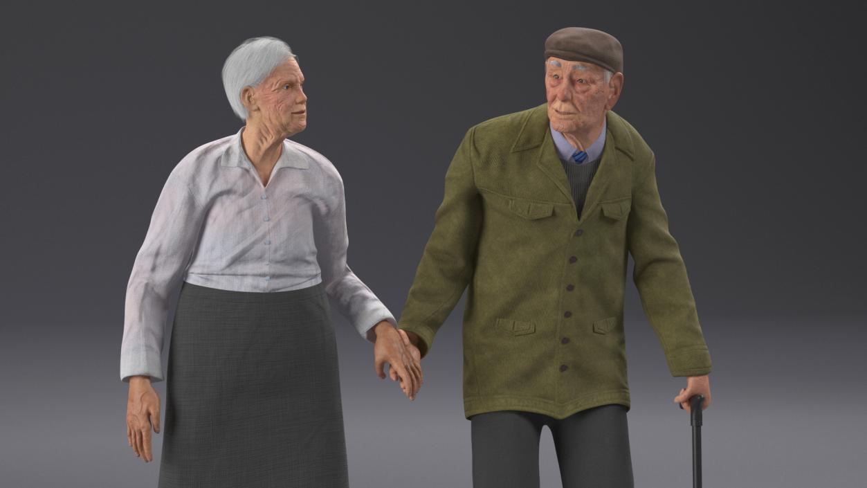 Older People Walking Together 3D model