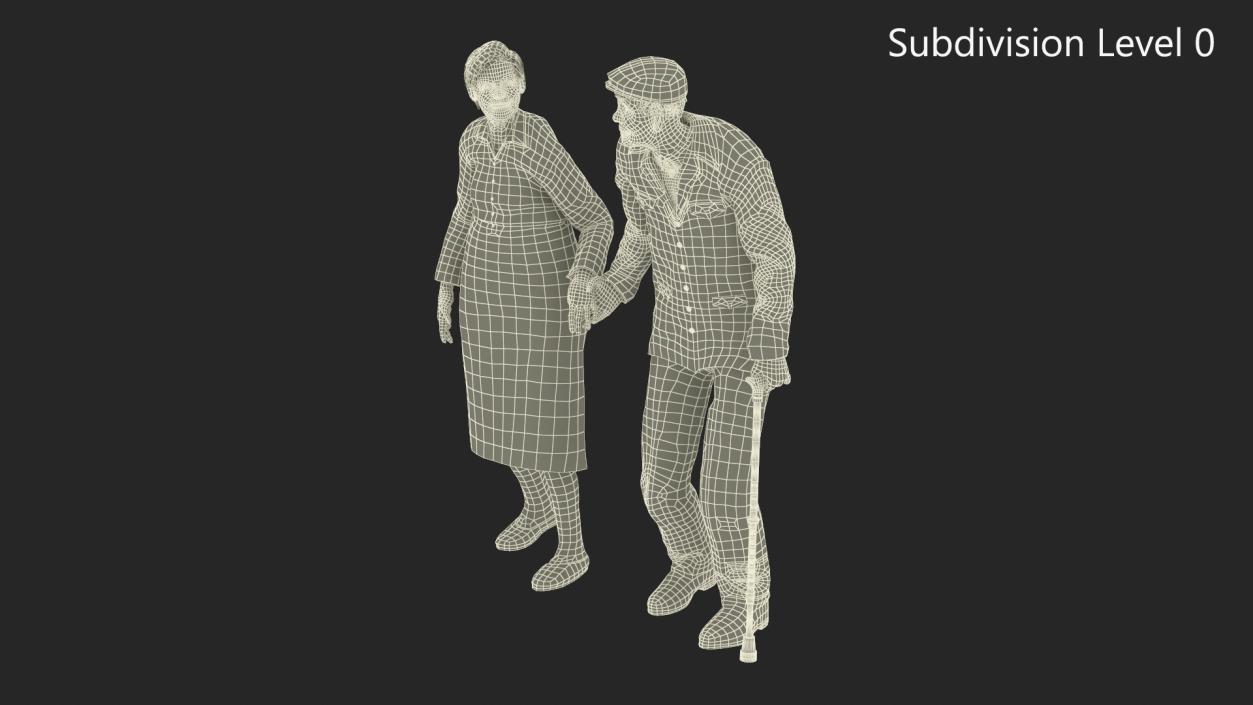 Older People Walking Together 3D model