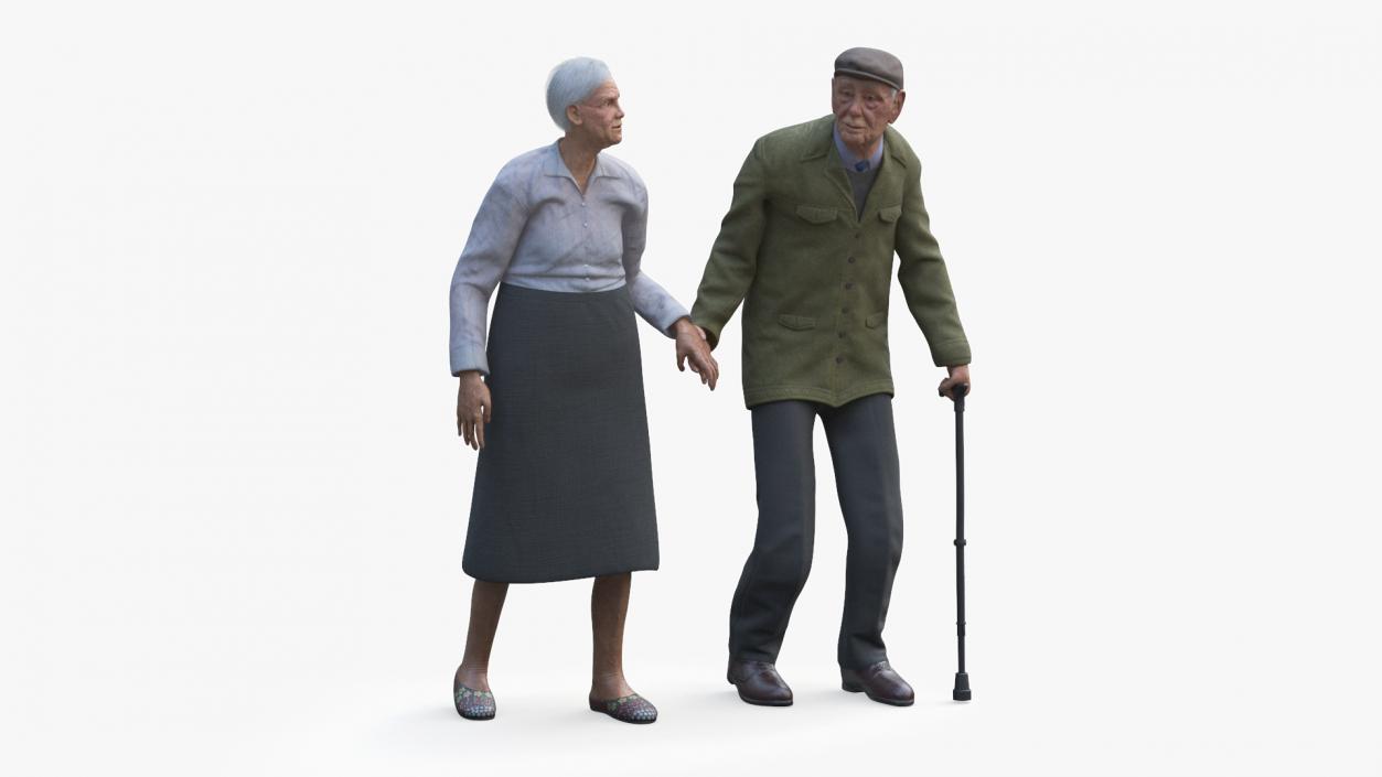 Older People Walking Together 3D model