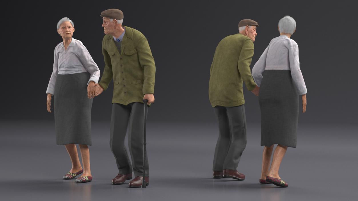 Older People Walking Together 3D model