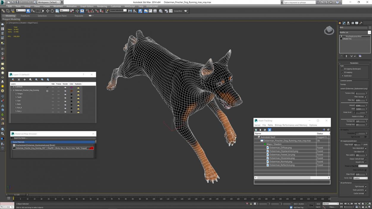 Doberman Pinscher Dog Running 3D model