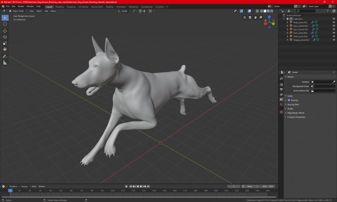 Doberman Pinscher Dog Running 3D model