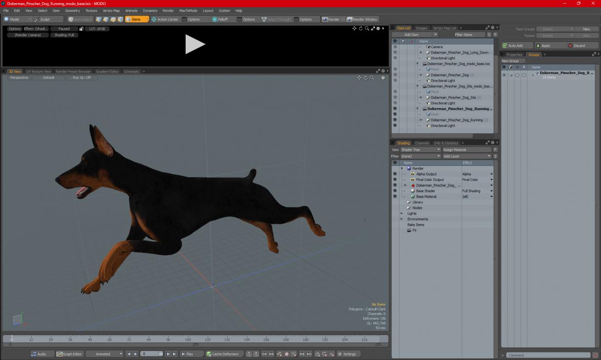 Doberman Pinscher Dog Running 3D model