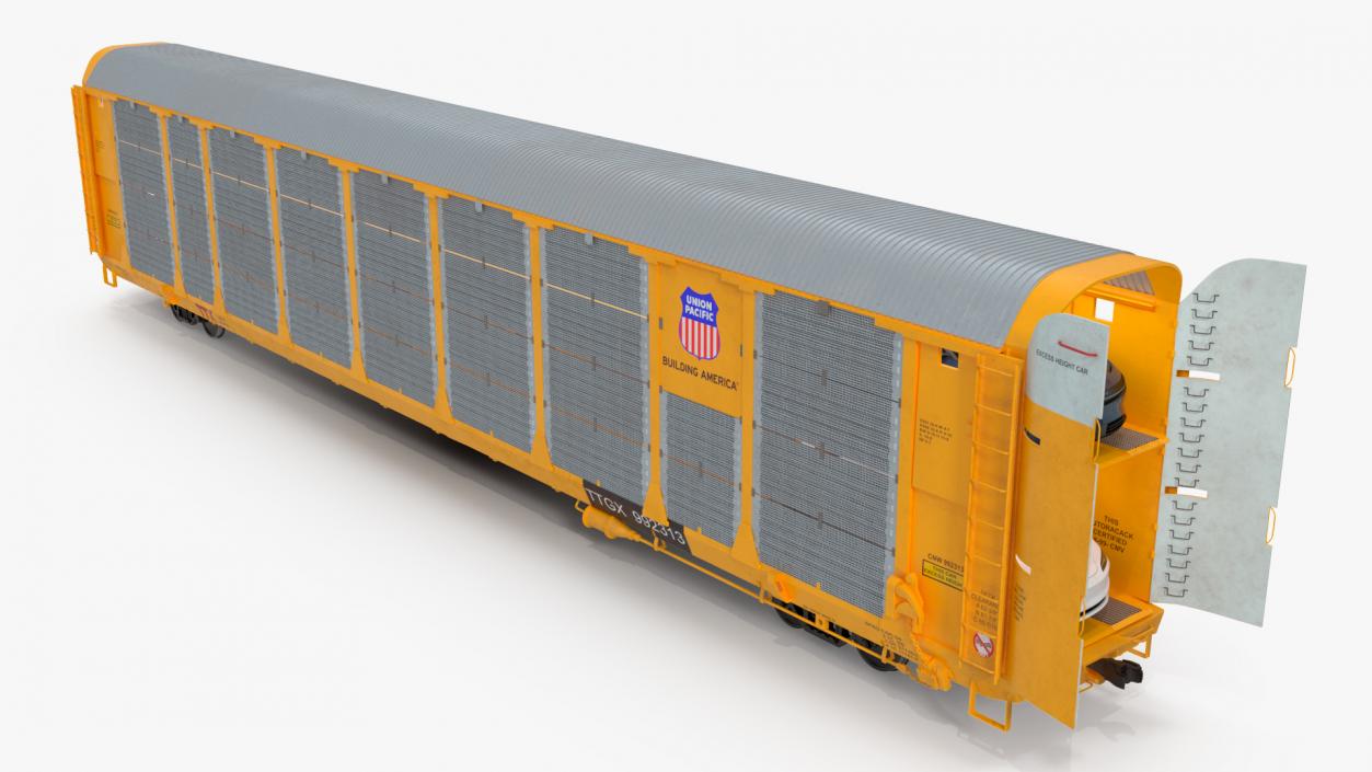 3D model Autorack Railroad Car with Electric Cars