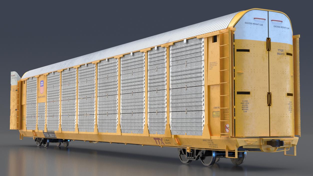 3D model Autorack Railroad Car with Electric Cars