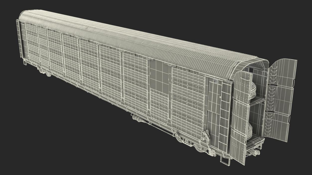 3D model Autorack Railroad Car with Electric Cars