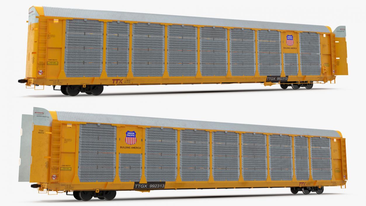 3D model Autorack Railroad Car with Electric Cars