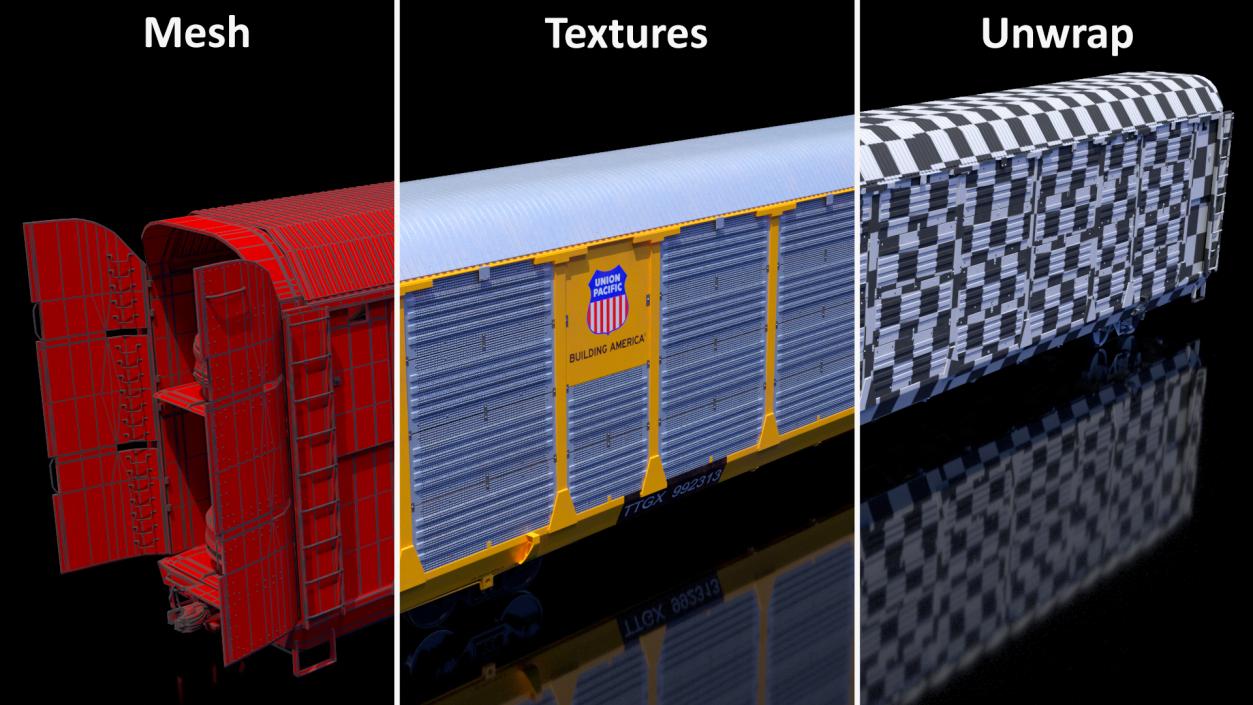 3D model Autorack Railroad Car with Electric Cars