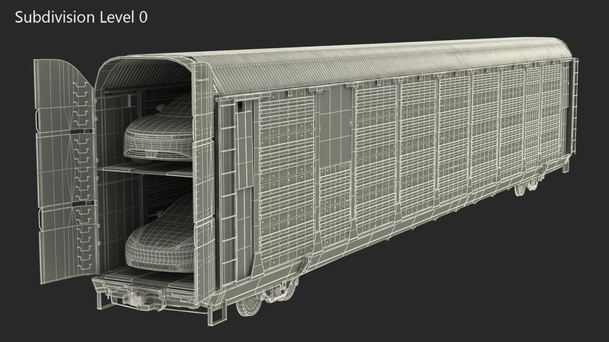 3D model Autorack Railroad Car with Electric Cars