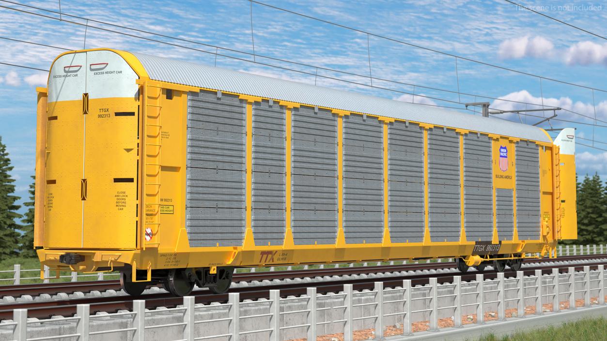 3D model Autorack Railroad Car with Electric Cars