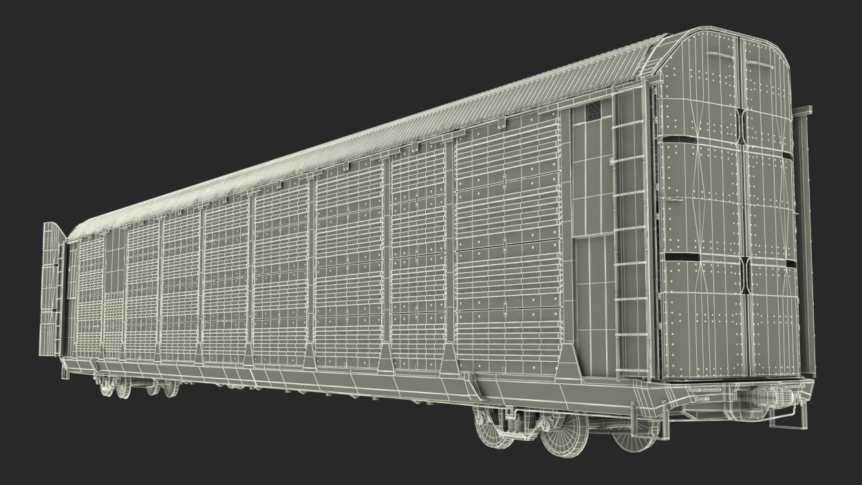 3D model Autorack Railroad Car with Electric Cars