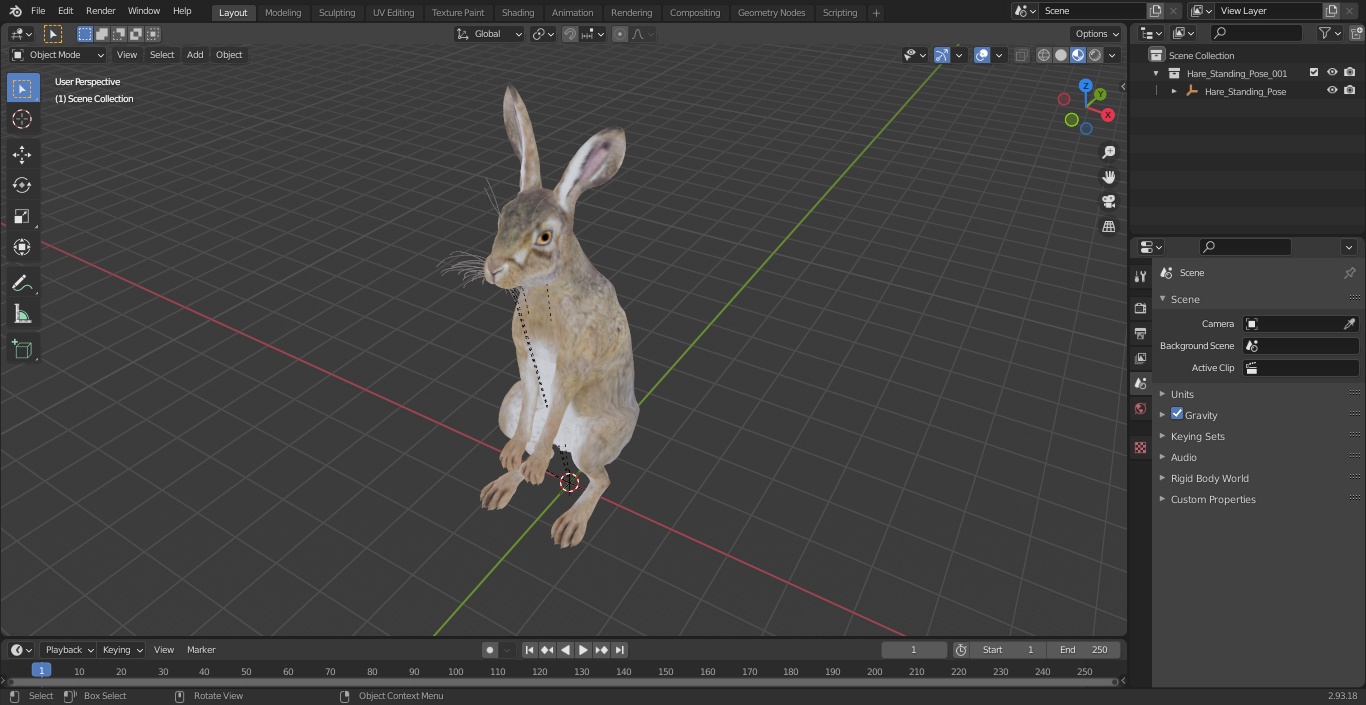 3D Hare Standing Pose model