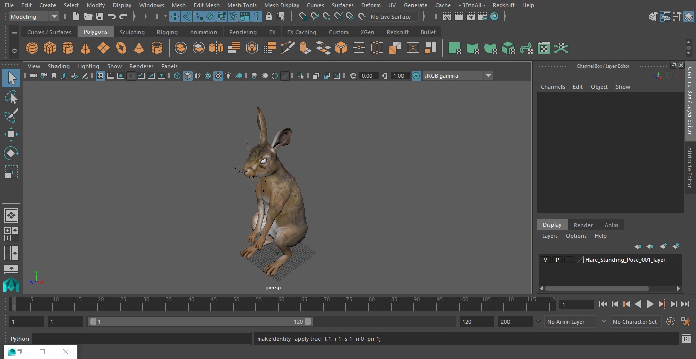 3D Hare Standing Pose model