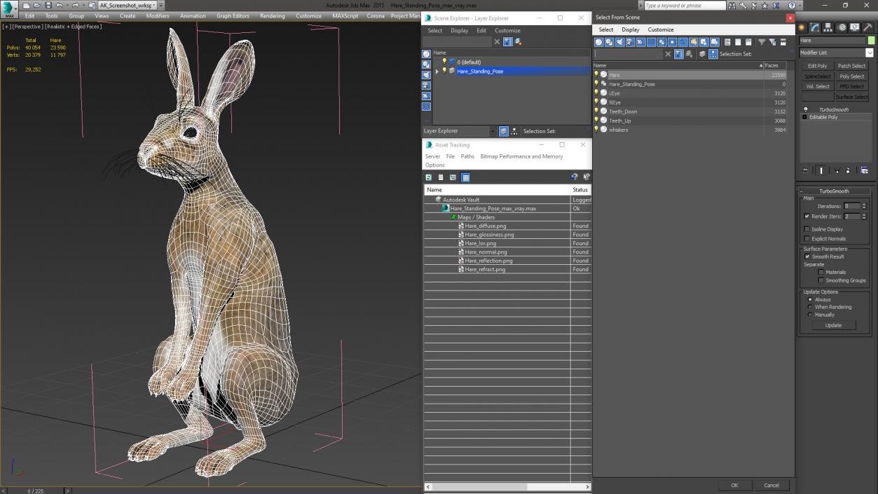 3D Hare Standing Pose model