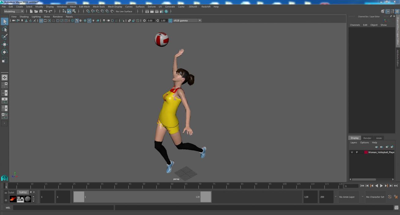 Young Chinese Woman Volleyball Player Pose 3D