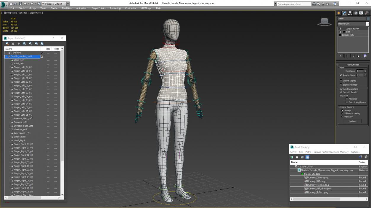 Flexible Female Mannequin Rigged 3D