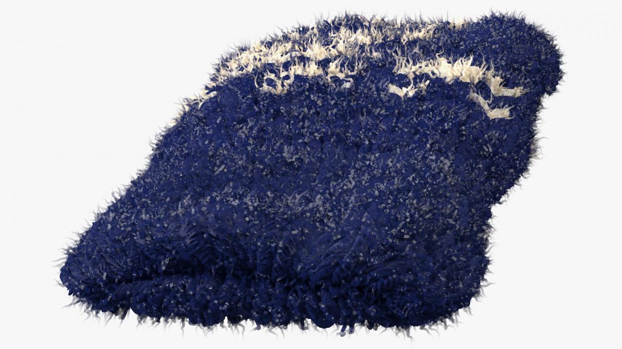 Knitted Blue Wool Mittens Fur 3D model