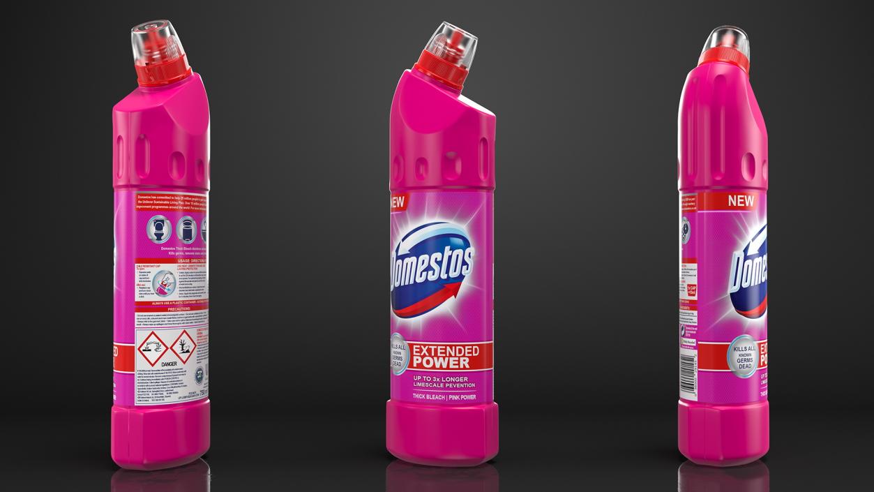 3D Domestos Pink Power Toilet Cleaner Bleach