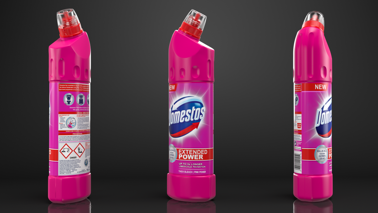 3D Domestos Pink Power Toilet Cleaner Bleach