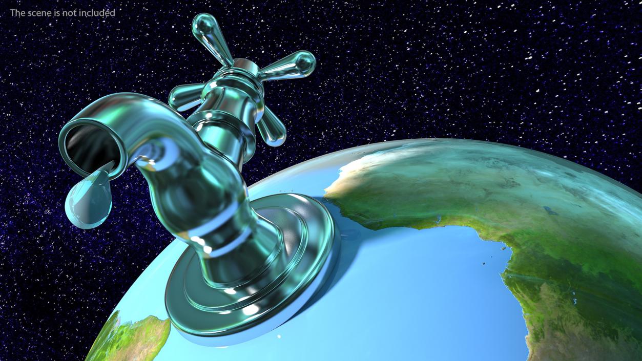 Earth Stylized Iron Tap with Water Drop 3D model