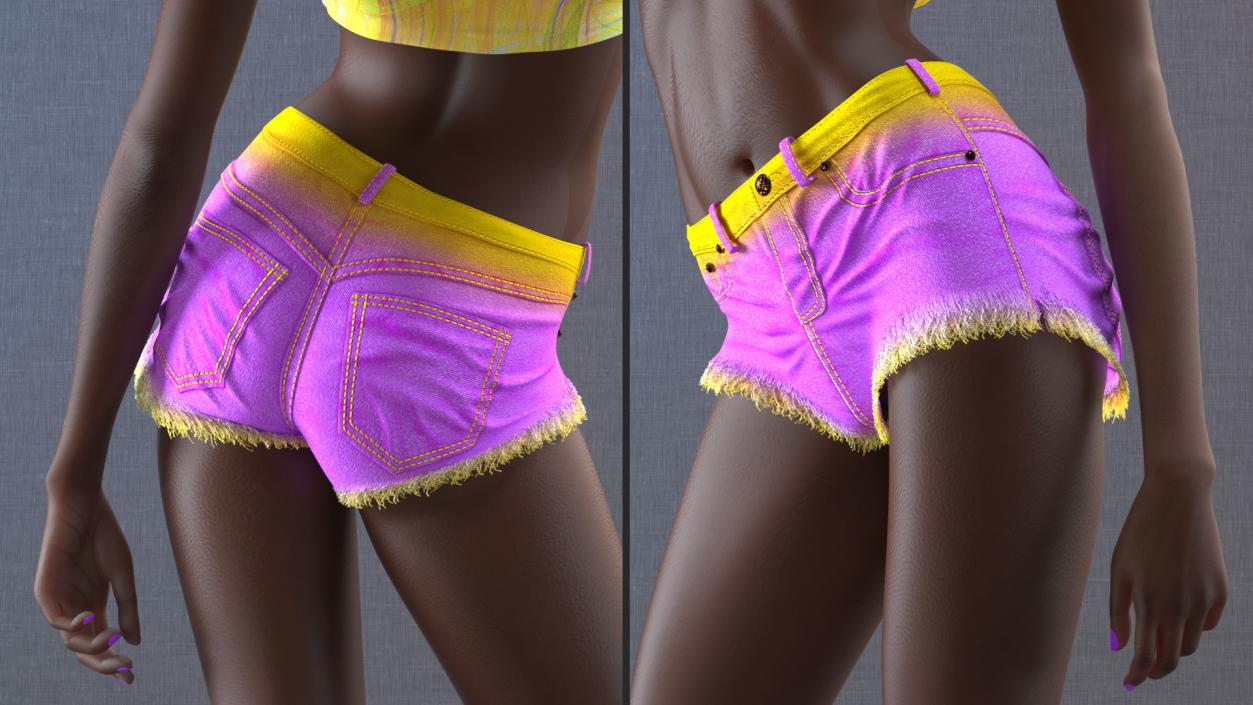 3D model African American Young Woman Beach Style