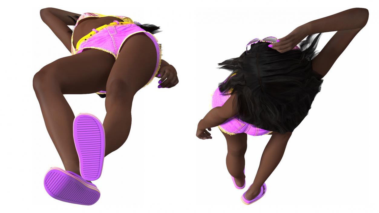 3D model African American Young Woman Beach Style