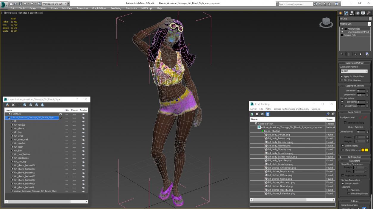 3D model African American Young Woman Beach Style