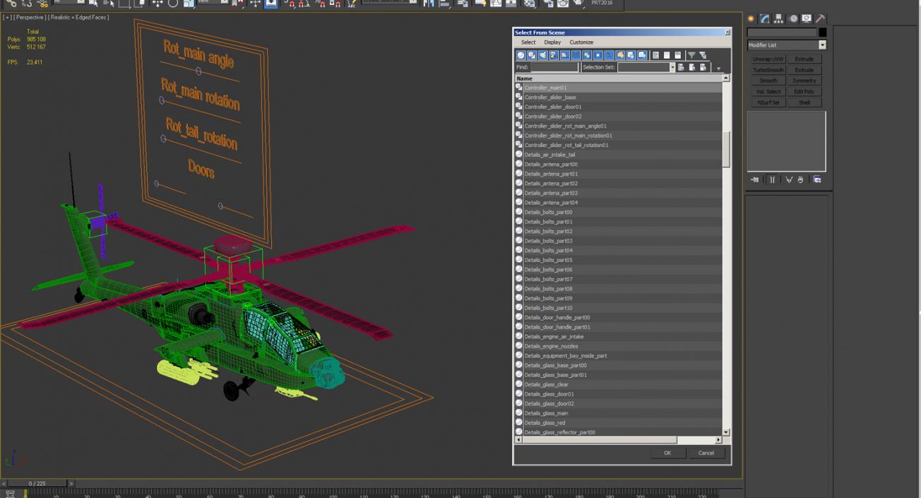 3D AH-64D Apache Longbow Rigged model