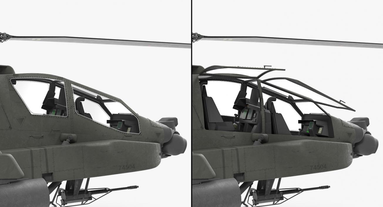 3D AH-64D Apache Longbow Rigged model