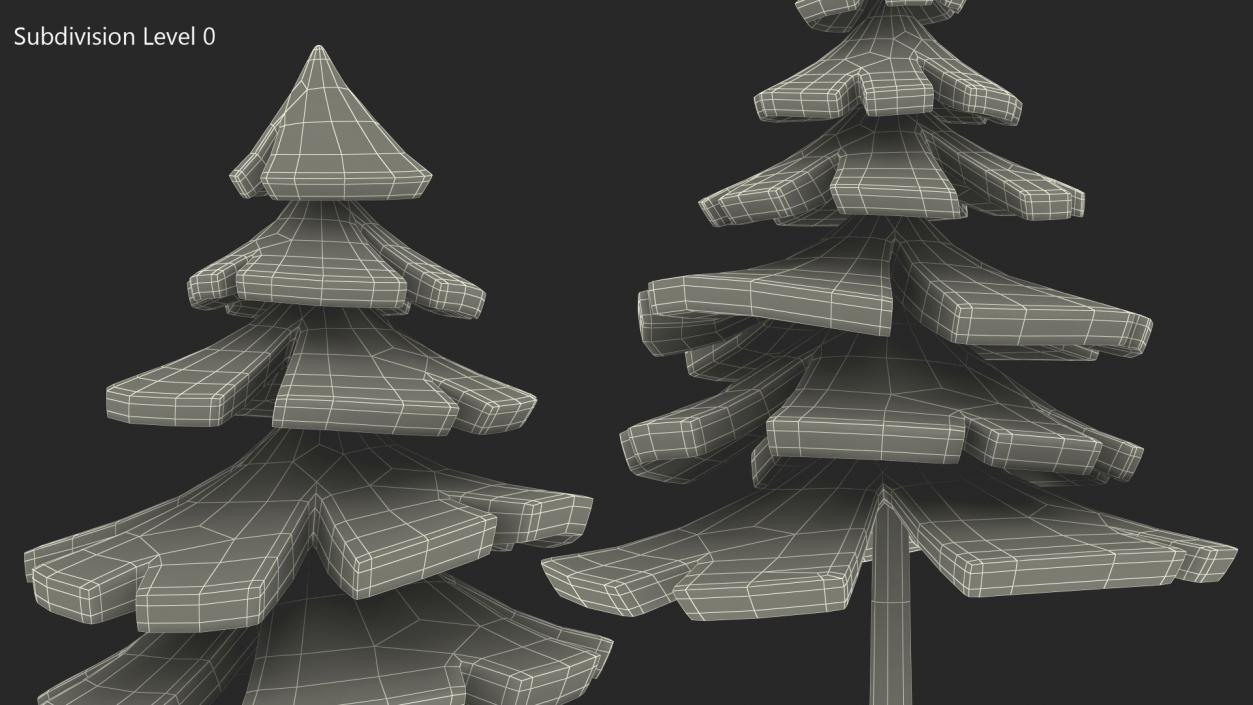 3D model Fur Tree Cartoon Style Handpaint Texture