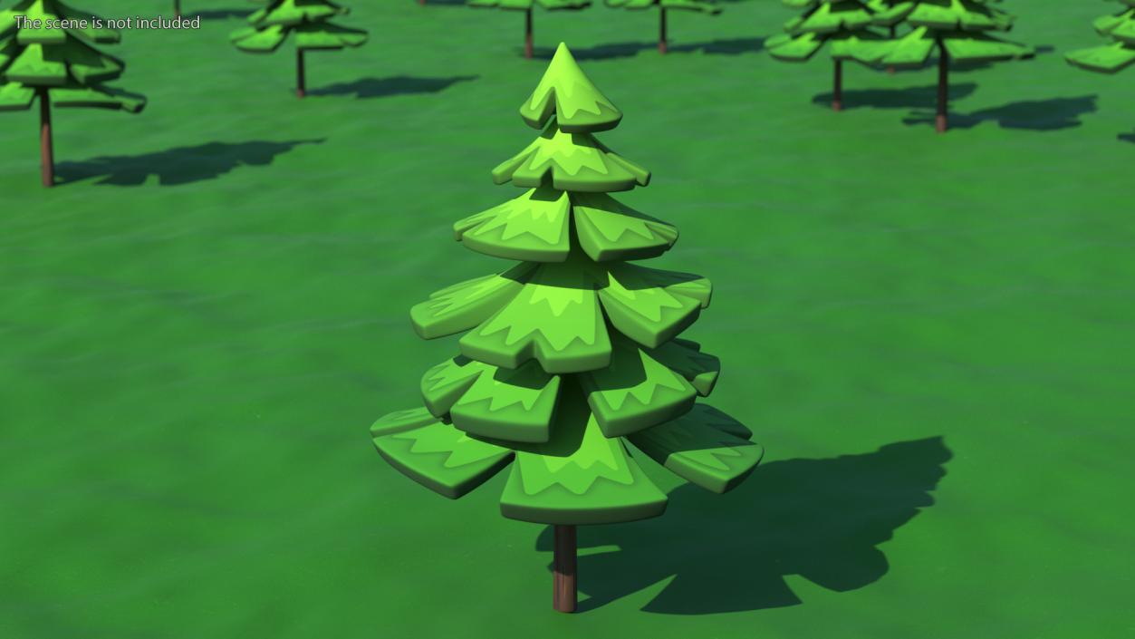 3D model Fur Tree Cartoon Style Handpaint Texture