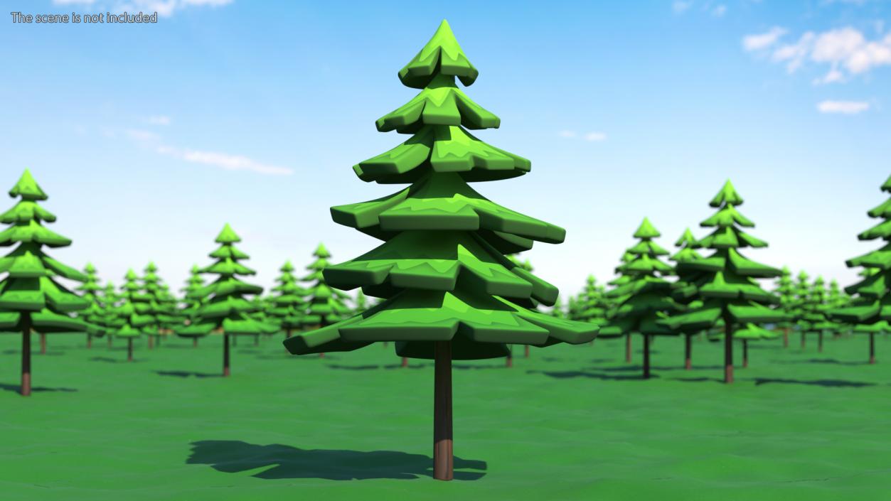 3D model Fur Tree Cartoon Style Handpaint Texture