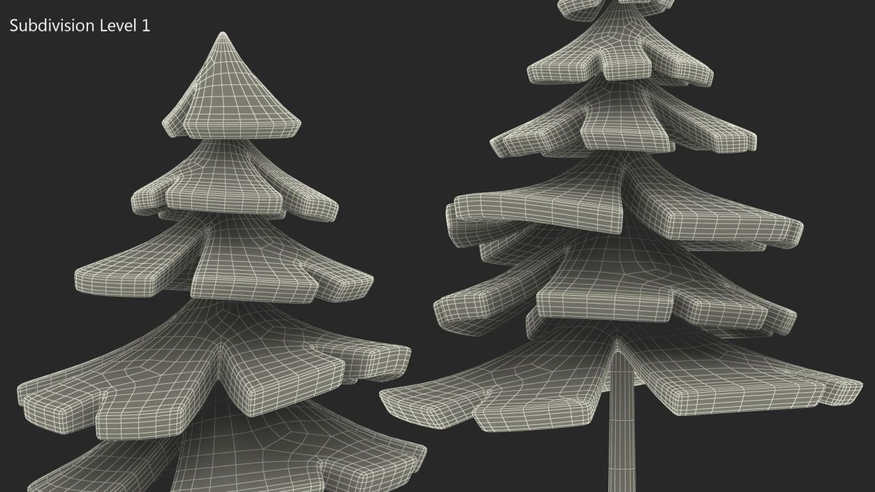 3D model Fur Tree Cartoon Style Handpaint Texture