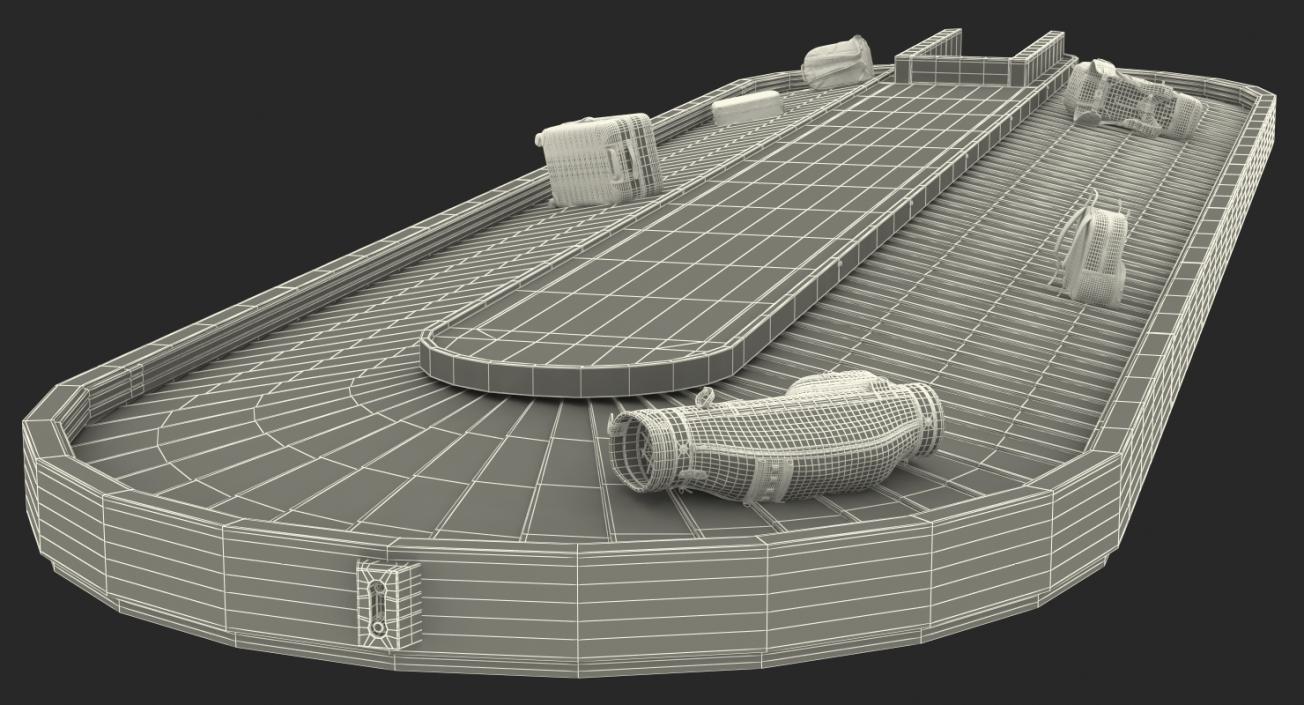 Airport Conveyor Belt System with Baggages 3D