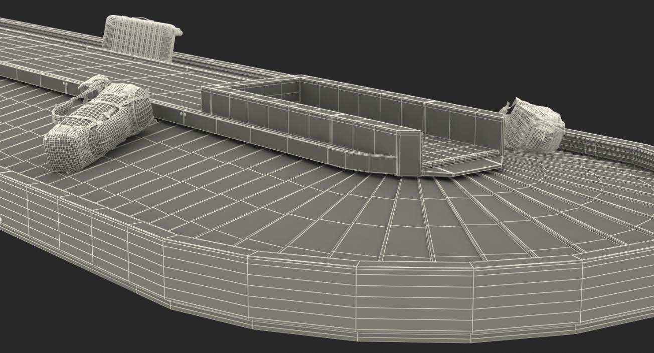 Airport Conveyor Belt System with Baggages 3D