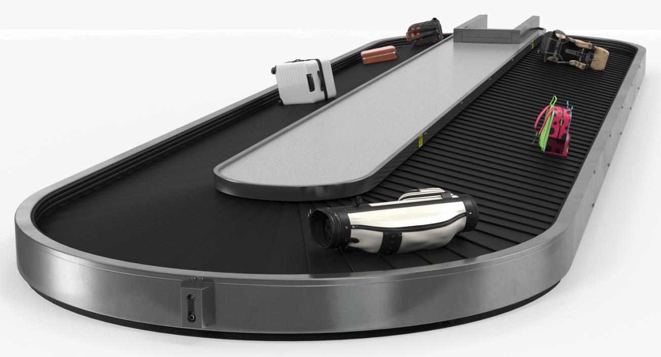 Airport Conveyor Belt System with Baggages 3D