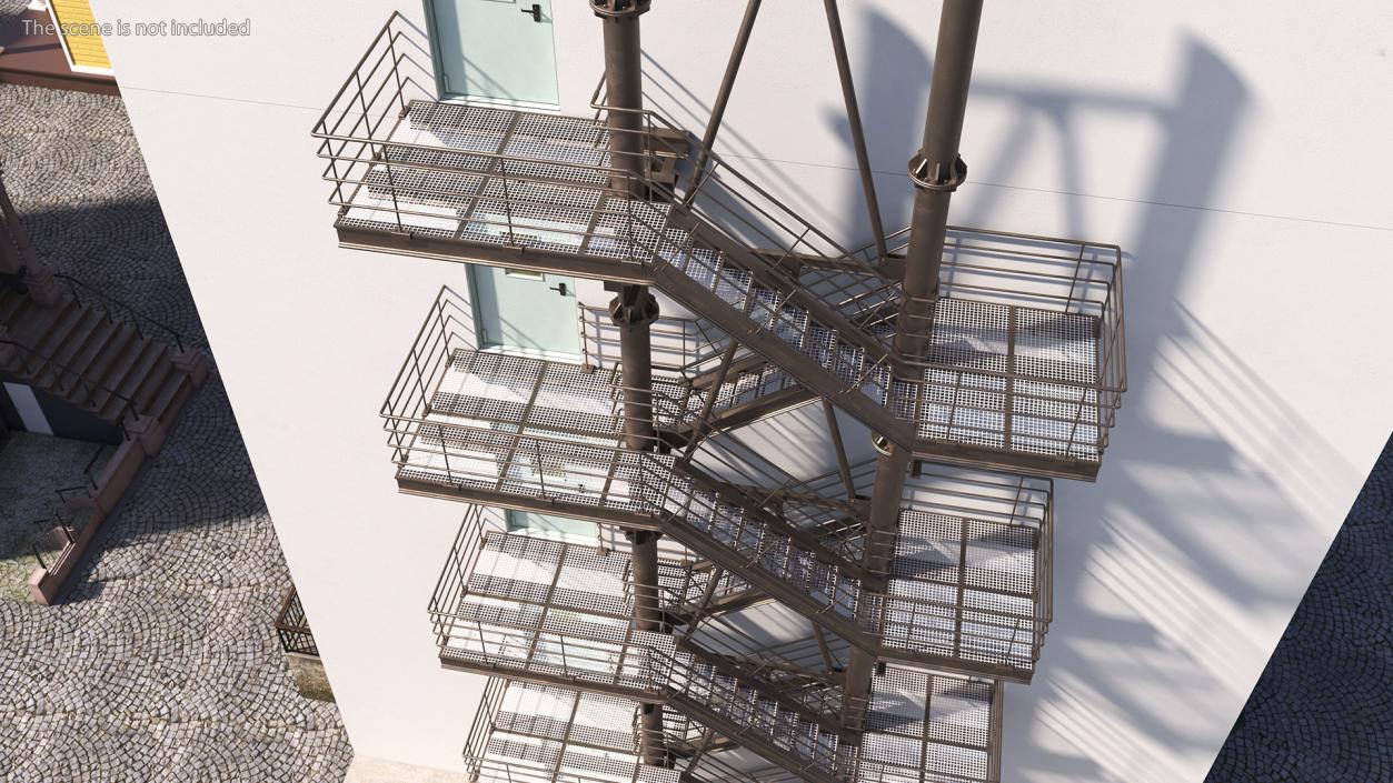 Fire Escape with House Wall 2 3D model