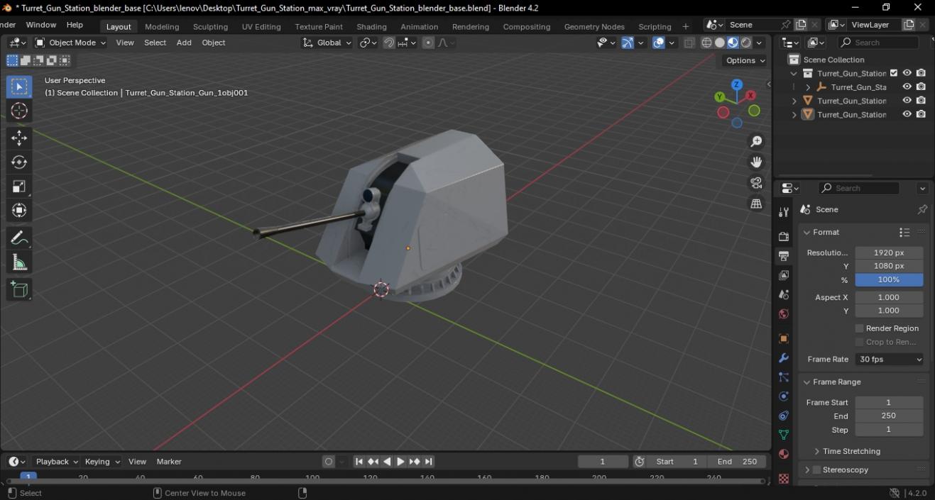 3D Turret Gun Station model