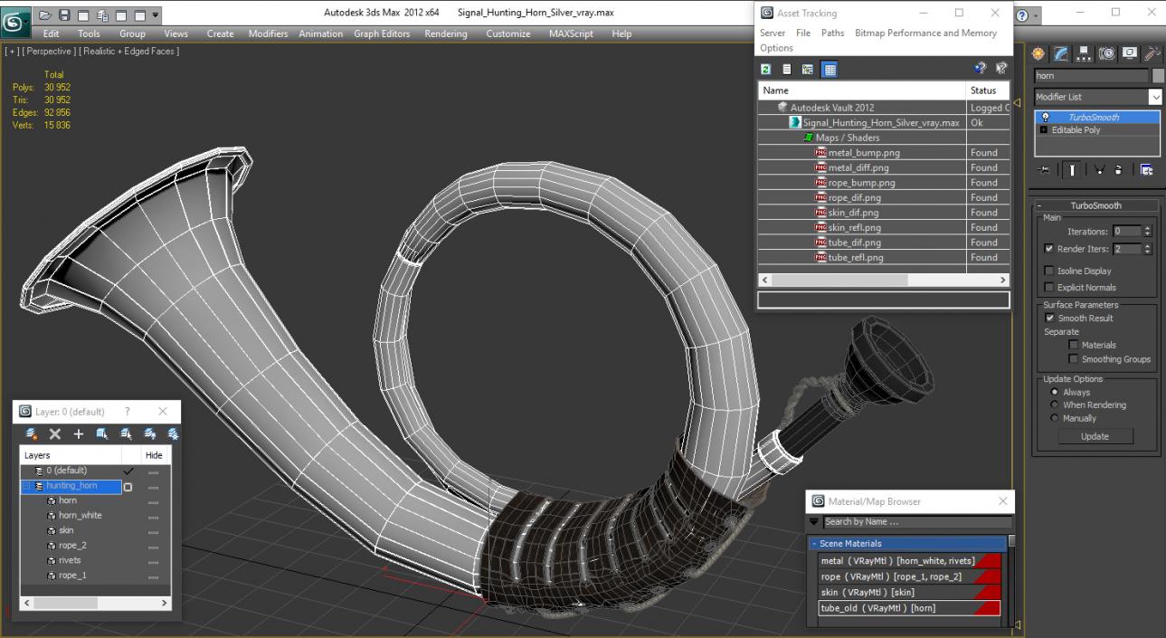 3D Signal Hunting Horn Silver