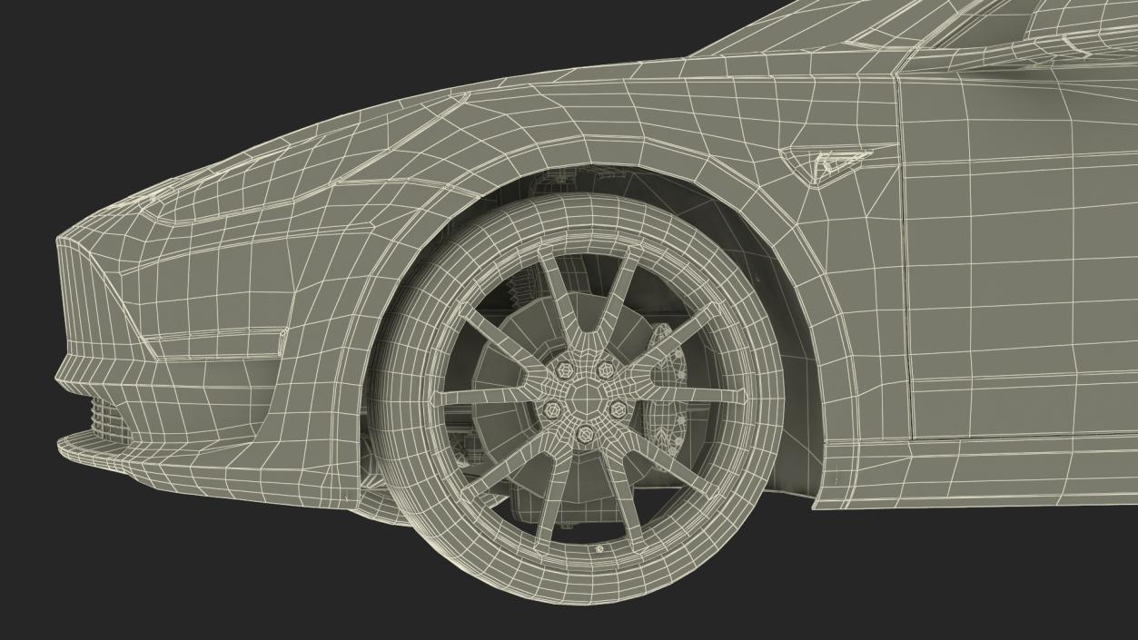 Snow Chains on Tesla Wheels Rigged 3D model