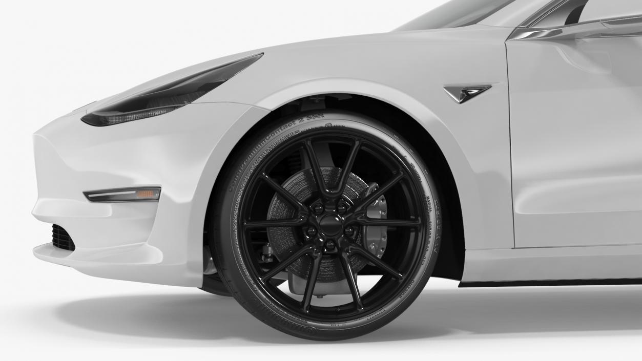 Snow Chains on Tesla Wheels Rigged 3D model